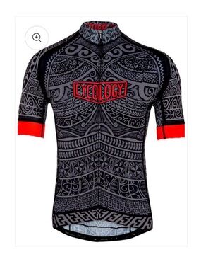 Men’s Black & Red Tribal Tattoo Cycling Jersey L